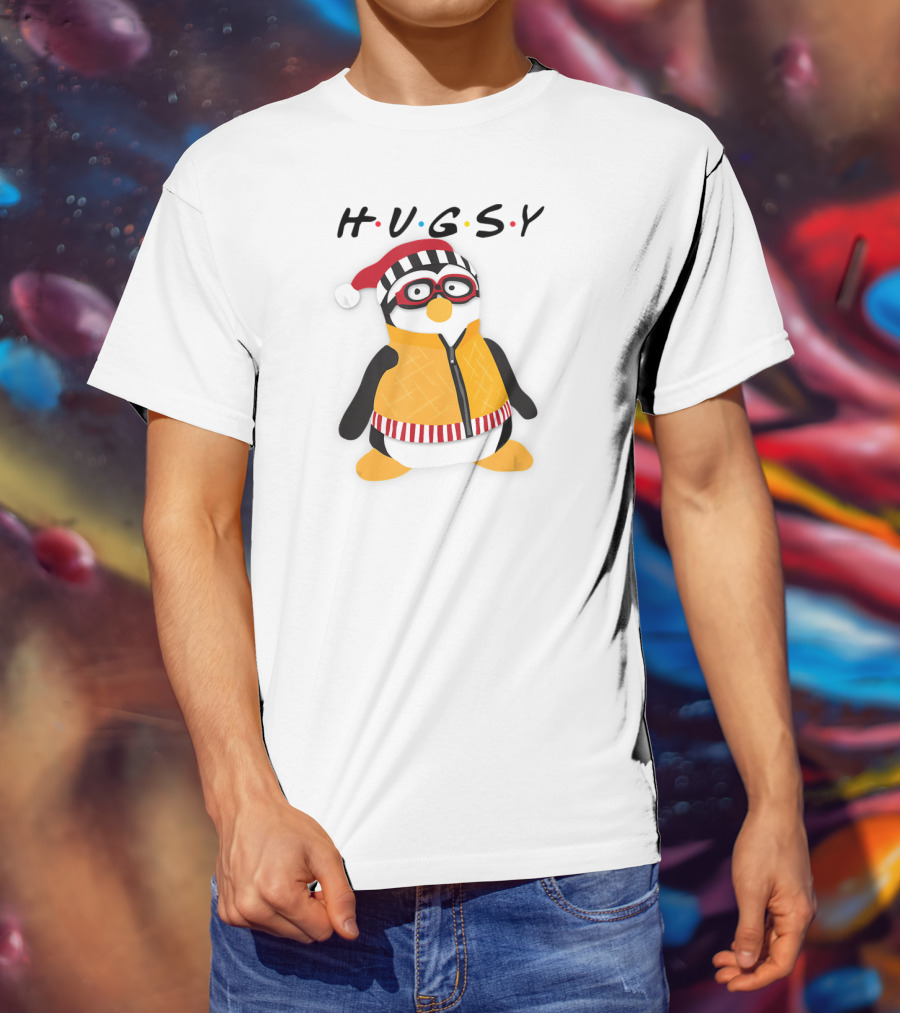 Hugsy Penguin With Santa Hat And Glasses T-Shirt