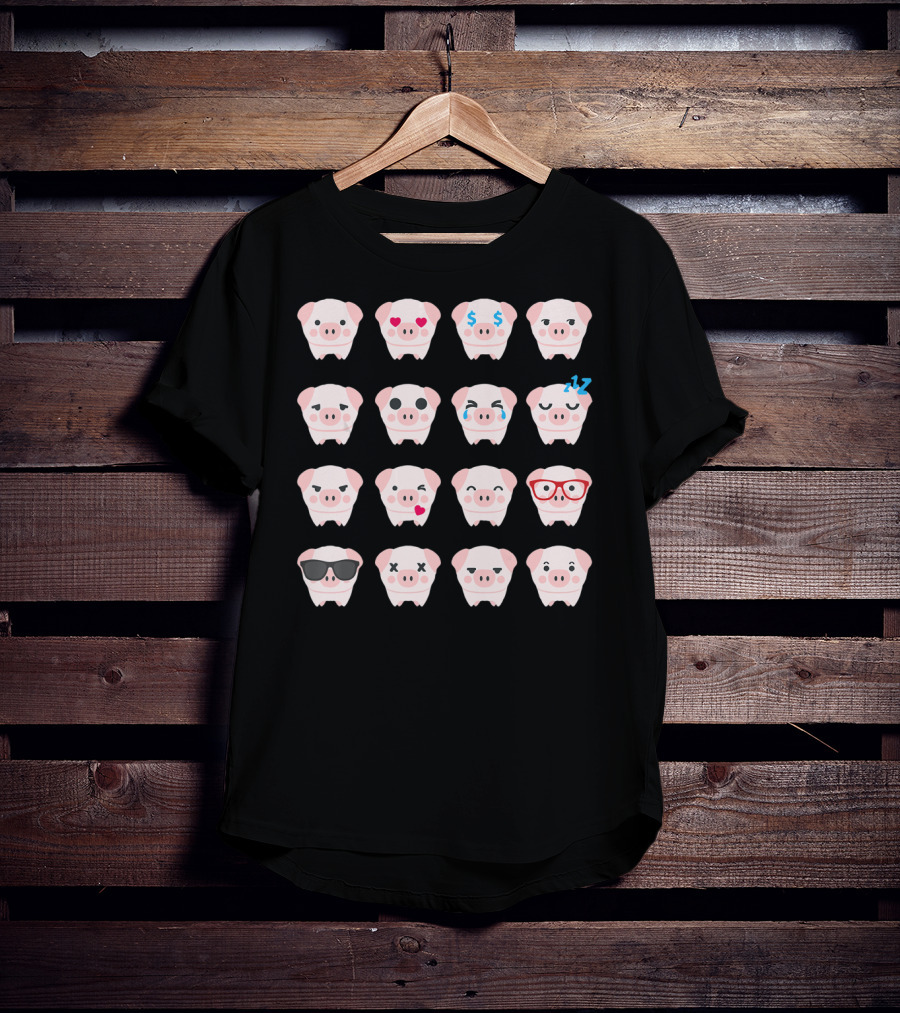 Pig Emoji Expressions Pig Lover T-Shirt