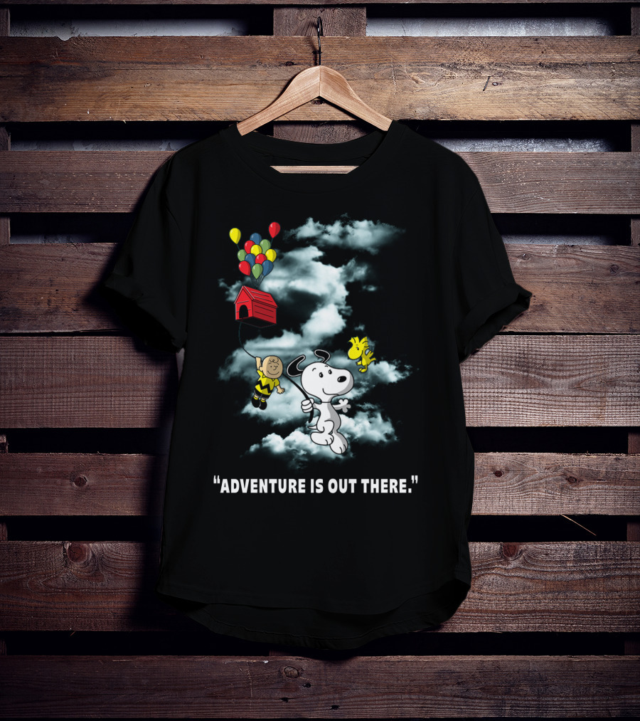 Adventure Is Out There Charlie Brown Snoopy Woodstock Balloons Peanuts T-Shirt