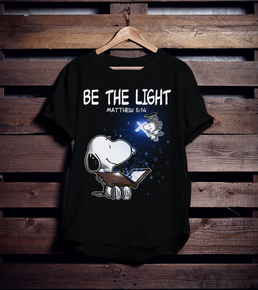 Be The Light Matthew 5:14 Snoopy The Peanuts Movie Woodstock Angel T-Shirt