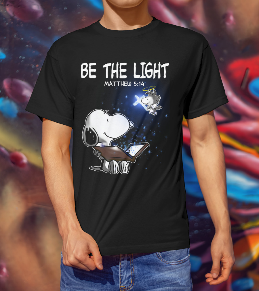Be The Light Matthew 5:14 Snoopy The Peanuts Movie Woodstock Angel T-Shirt