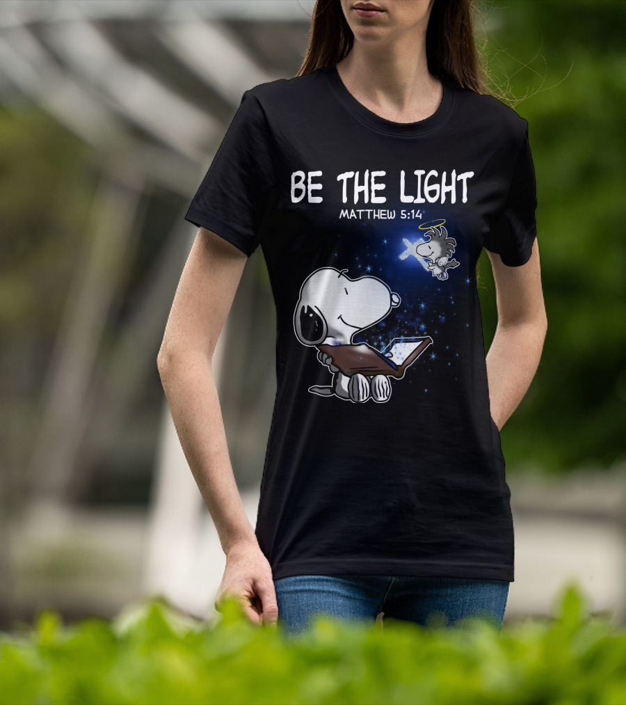 Be The Light Matthew 5:14 Snoopy The Peanuts Movie Woodstock Angel T-Shirt