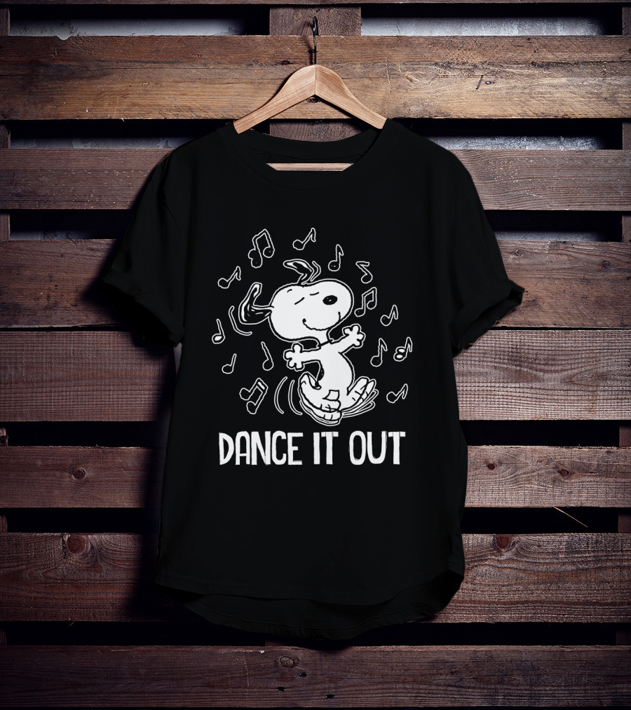 Snoopy Dancing To The Peanuts Movie Music Notes Dance It Out Everywhere T-Shirt