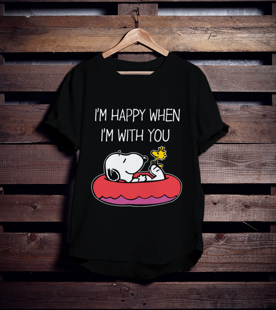I'm Happy When I'm With You Snoopy And Woodstock Peanuts Float T-Shirt