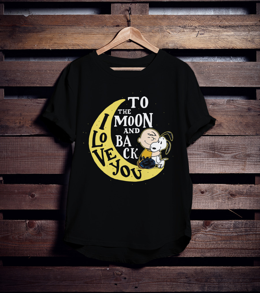 Love You To The Moon And Back Snoopy The Peanuts Movie Charlie Brown Hugging T-Shirt