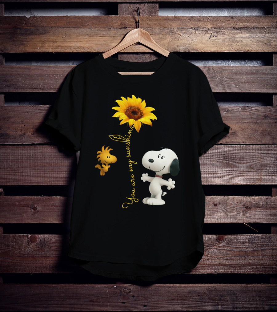 You Are My Sunshine Hippie Snoopy Woodstock Sunflower Peanuts Movie T-Shirt