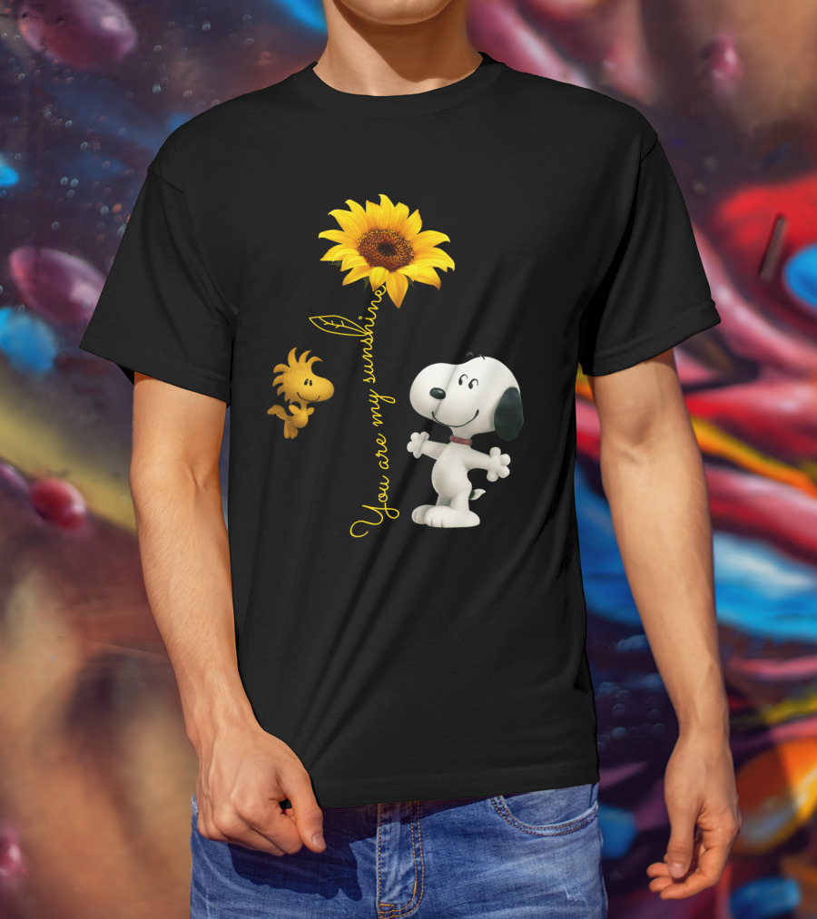 You Are My Sunshine Hippie Snoopy Woodstock Sunflower Peanuts Movie T-Shirt