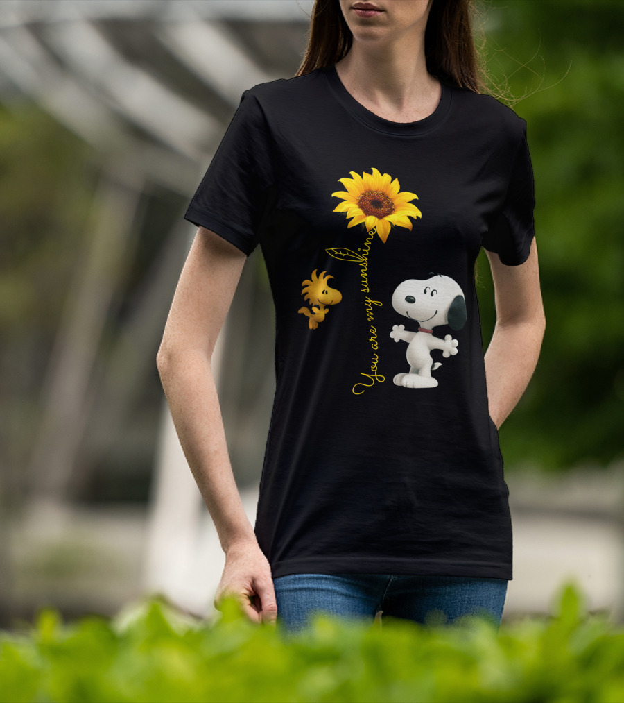 You Are My Sunshine Hippie Snoopy Woodstock Sunflower Peanuts Movie T-Shirt
