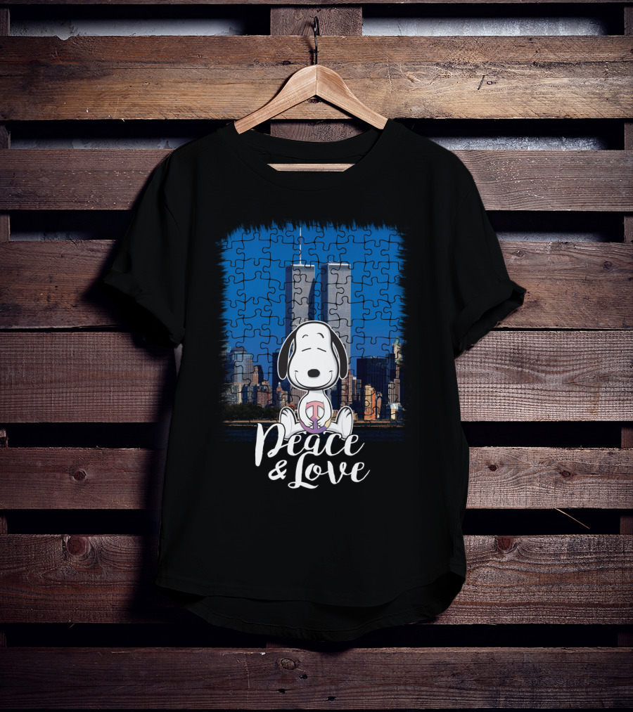Peace And Love Snoopy 11th September The Peanuts Movie Twin Towers T-Shirt