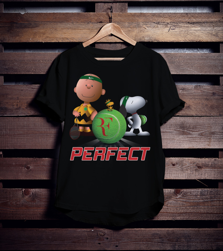 Perfect Roger Federer Tennis Pro Snoopy Charlie Brown Peanuts T-Shirt
