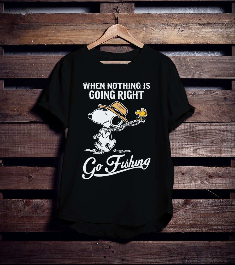 When Nothing Is Going Right Go Fishing Snoopy Peanuts T-Shirt