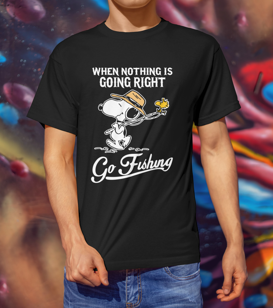 When Nothing Is Going Right Go Fishing Snoopy Peanuts T-Shirt