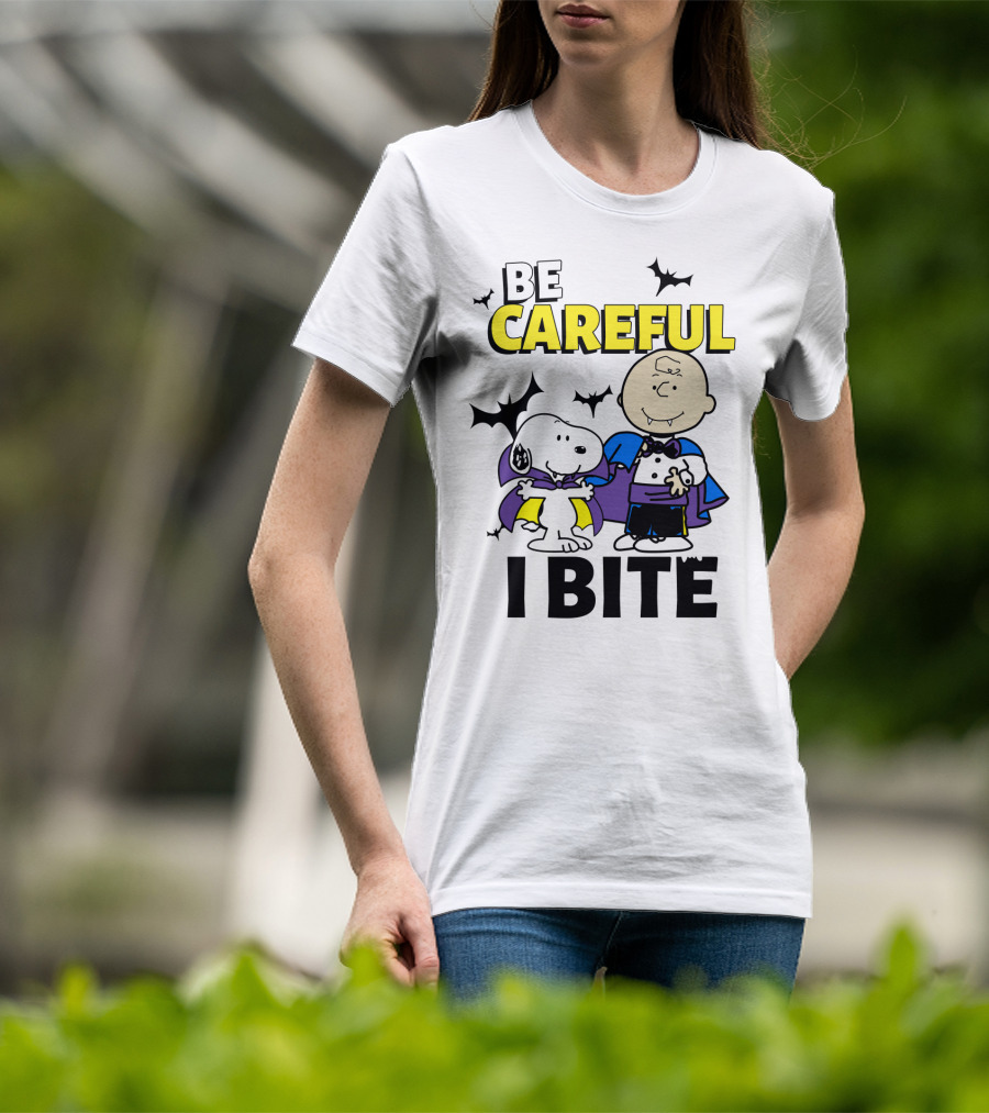Be Careful I Bite Snoopy And Charlie Brown Halloween Peanuts Movie T-Shirt