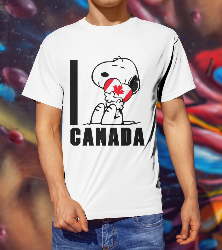 I Love Canada Snoopy Hugging Maple Leaf The Peanuts Movie T-Shirt