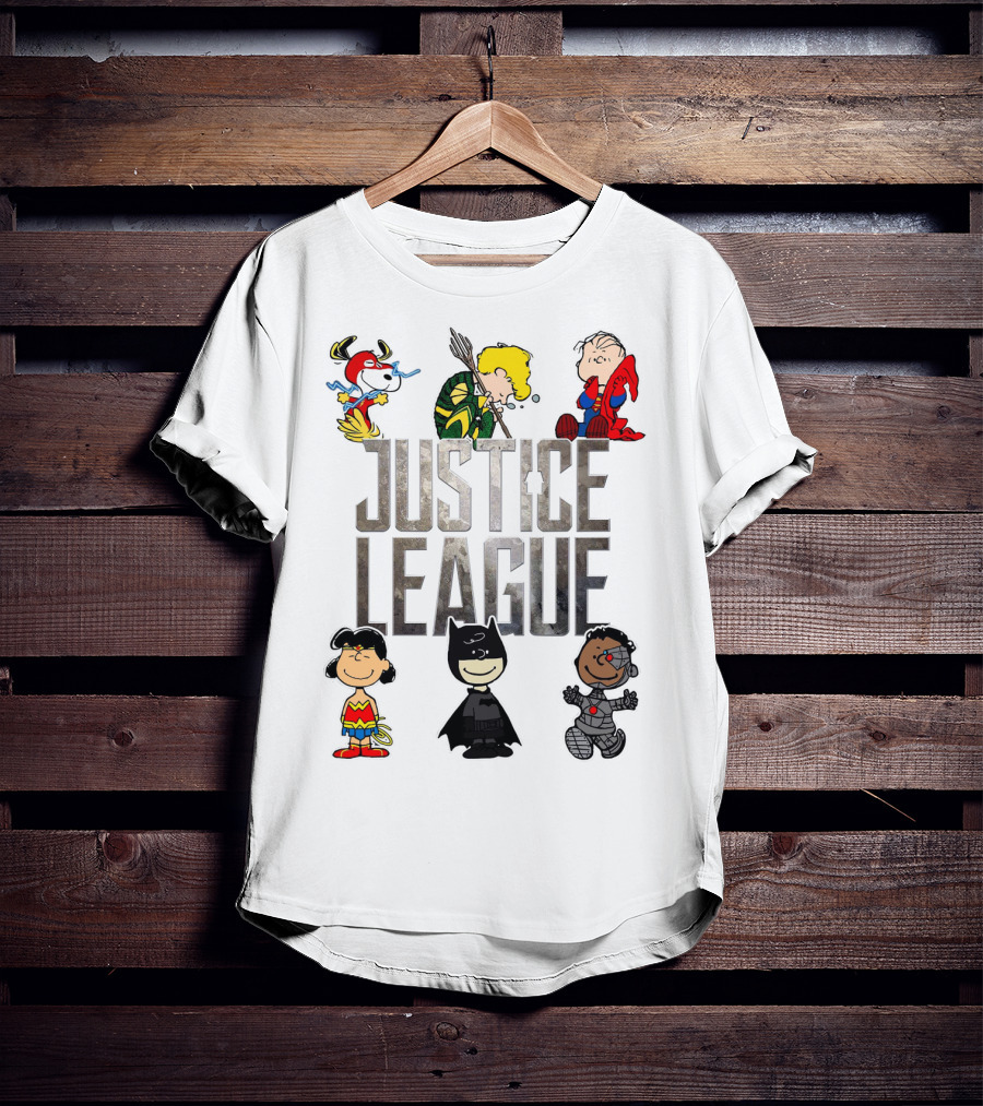 Justice League Peanuts Characters Featuring Snoopy Linus And Friends T-Shirt