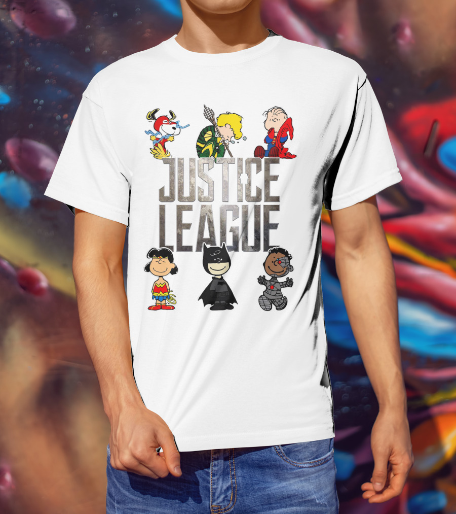 Justice League Peanuts Characters Featuring Snoopy Linus And Friends T-Shirt
