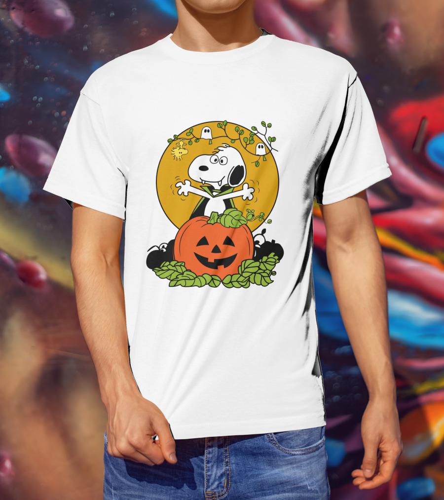 Pumpkin Halloween Snoopy Vampire Peanuts Movie Ghosts Jack-O'-Lantern T-Shirt
