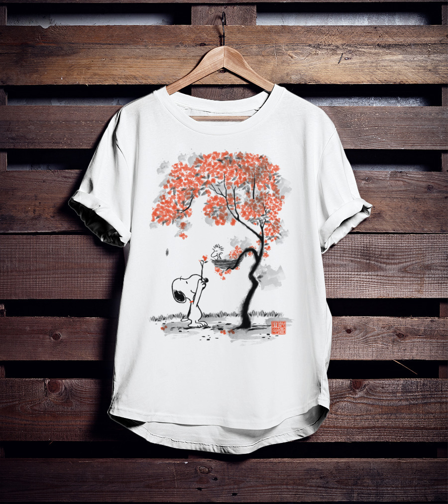 Snoopy Sumi E Tree Japanese Style The Peanuts Movie T-Shirt