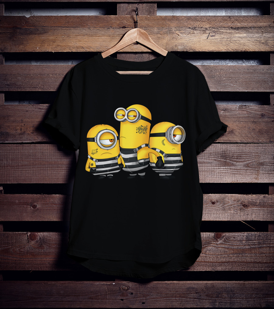 Guilty Wanted Minions Despicable Me Prison Stripes Crime Scene T-Shirt