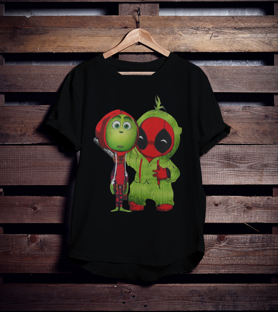 Baby Deadpool And Grinch Mashup Playful Duo T-Shirt