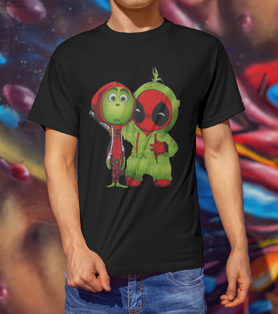 Baby Deadpool And Grinch Mashup Playful Duo T-Shirt