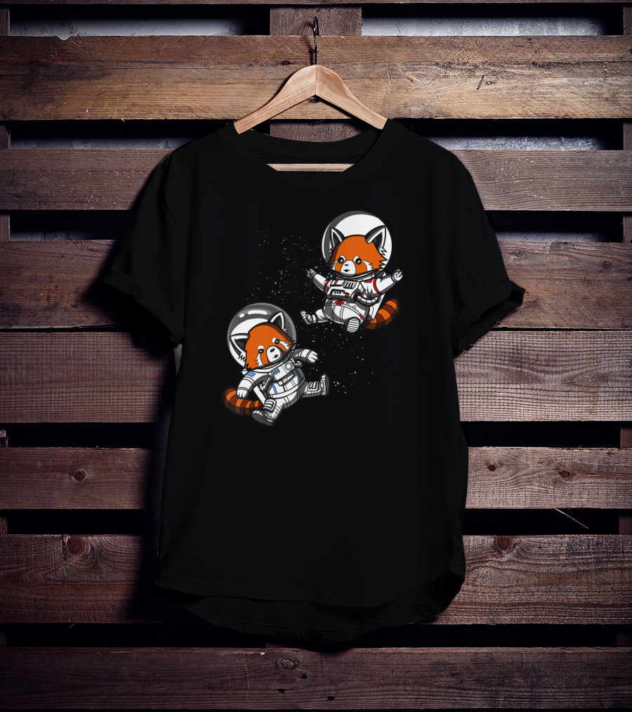 Red Panda Space Astronauts Cosmic Adventure T-Shirt