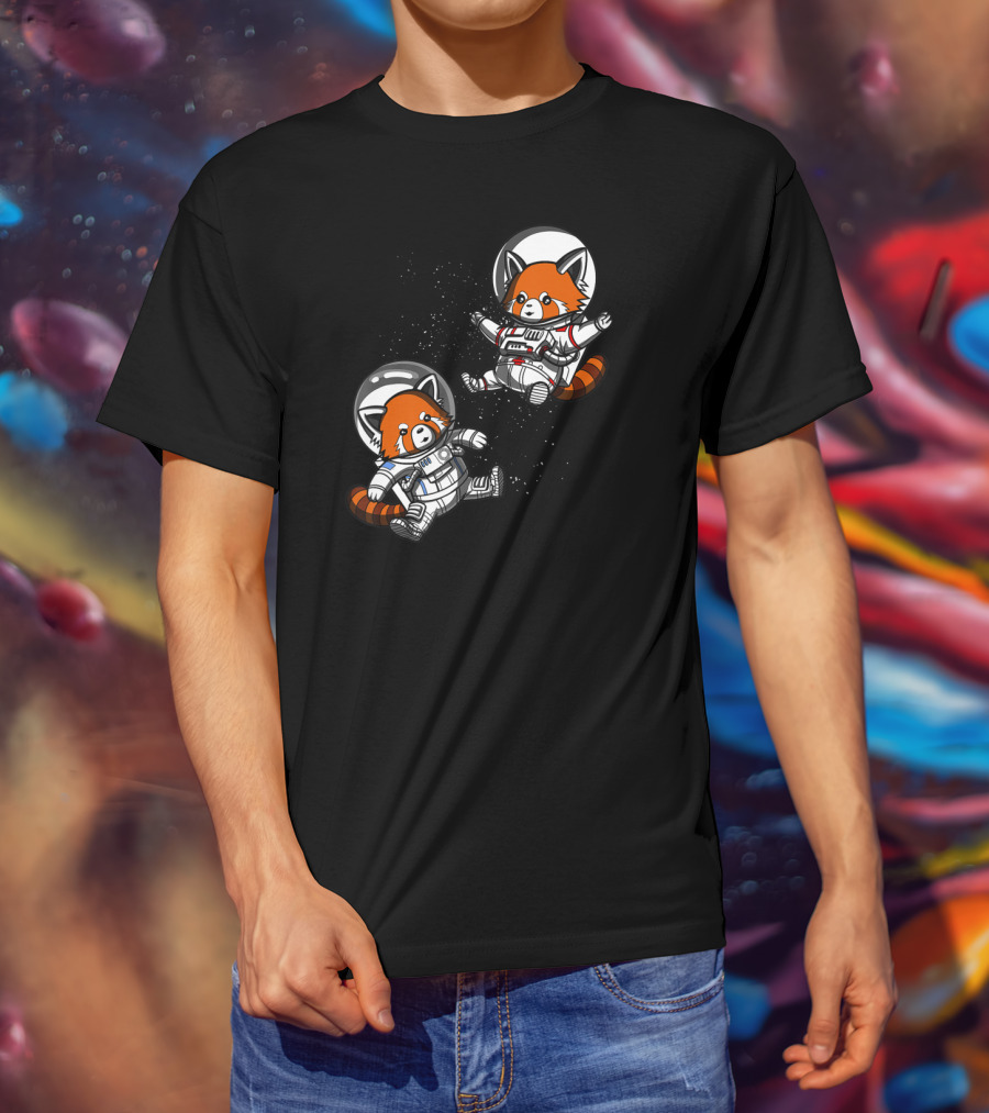 Red Panda Space Astronauts Cosmic Adventure T-Shirt