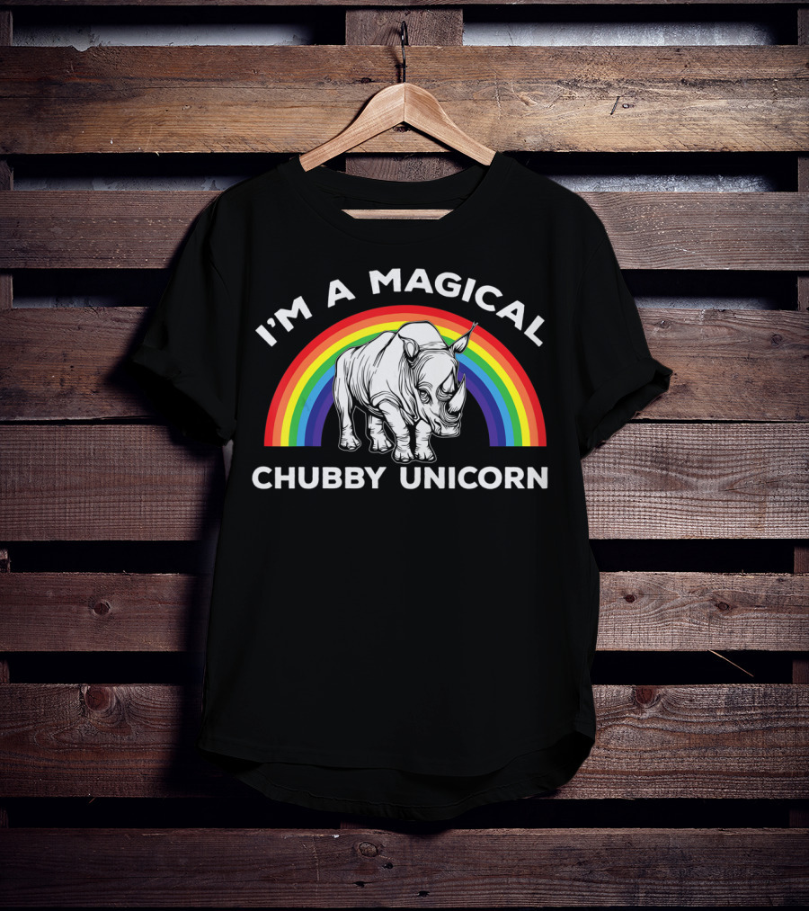 Magical Chubby Unicorn Rainbow Rhino T-Shirt
