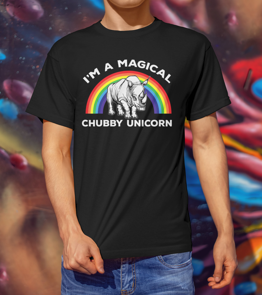 Magical Chubby Unicorn Rainbow Rhino T-Shirt
