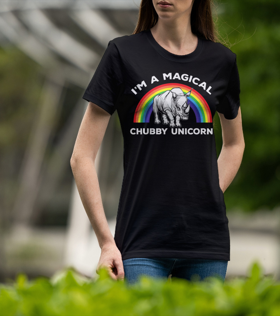 Magical Chubby Unicorn Rainbow Rhino T-Shirt