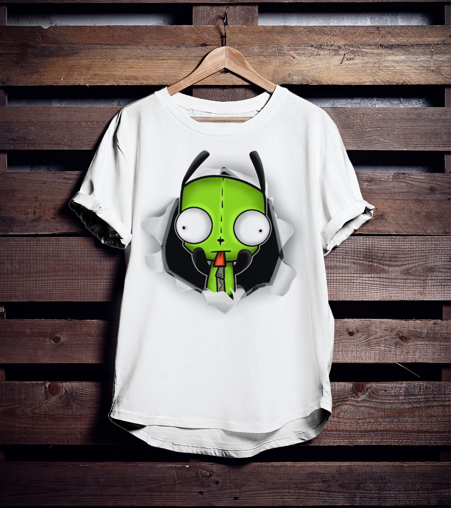 Invader Zim Gir 3D Hole Robot Face T-Shirt