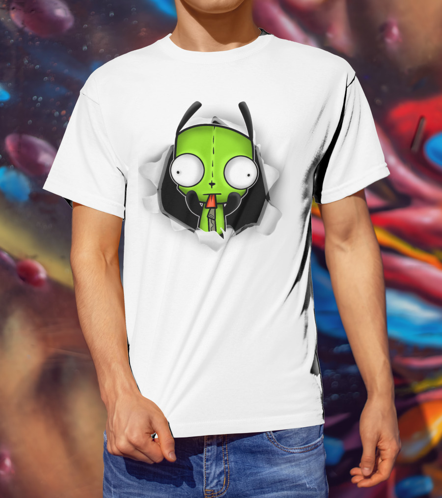 Invader Zim Gir 3D Hole Robot Face T-Shirt
