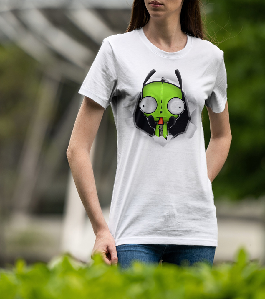 Invader Zim Gir 3D Hole Robot Face T-Shirt