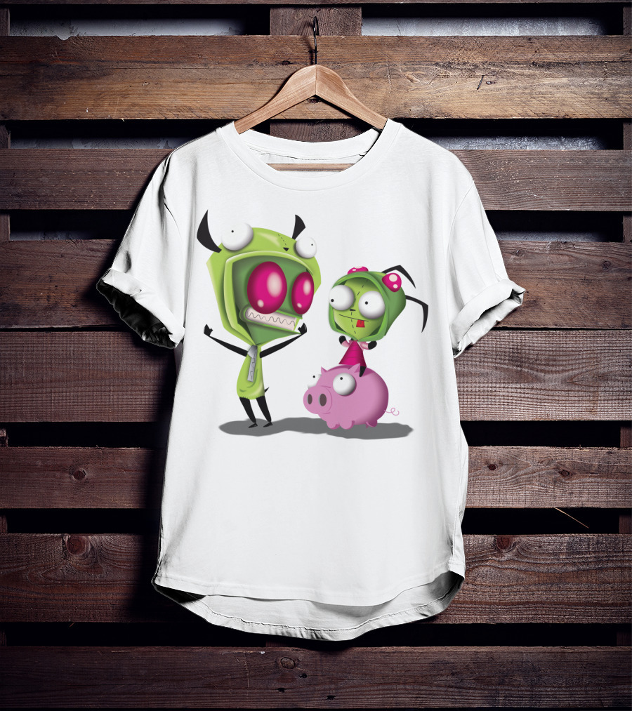 Cosplay Invader Zim Gir Halloween Characters On Pig T-Shirt