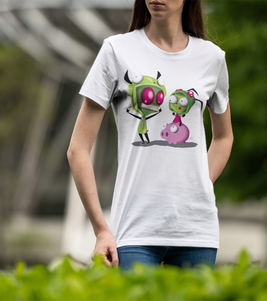Cosplay Invader Zim Gir Halloween Characters On Pig T-Shirt