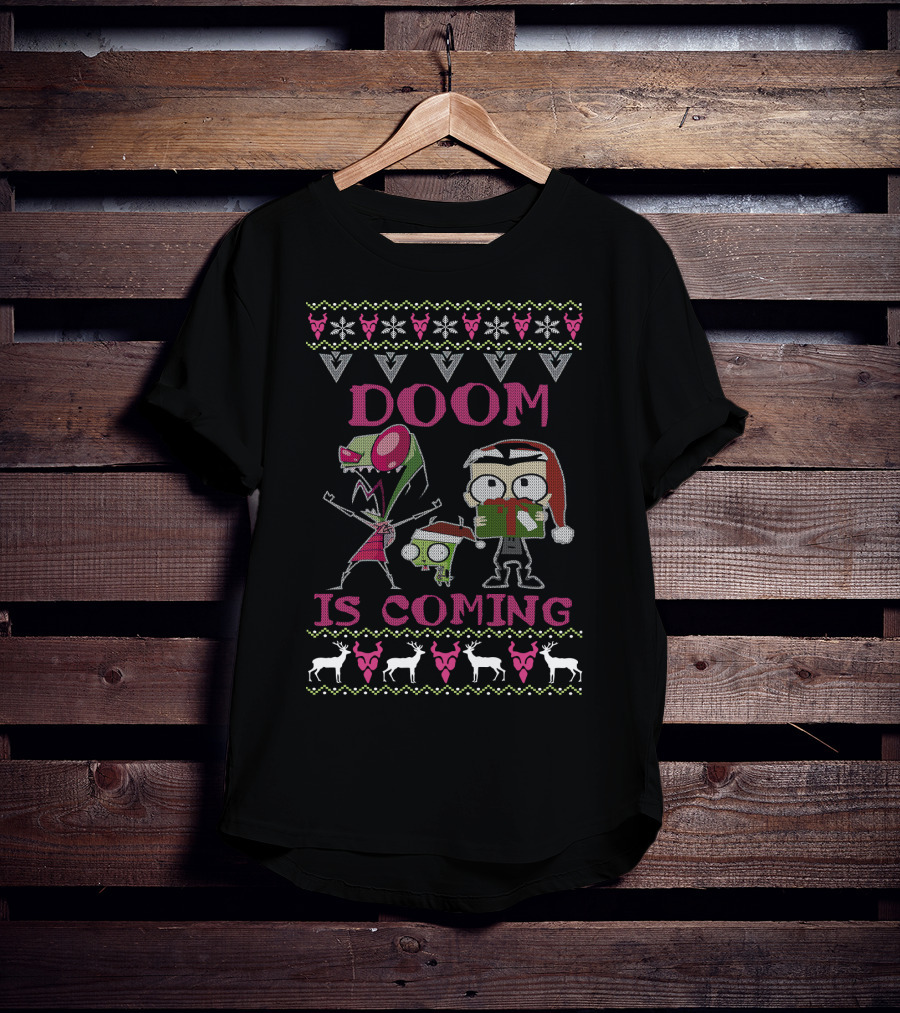 Doom Is Coming Christmas Invader Zim Gir Holiday T-Shirt