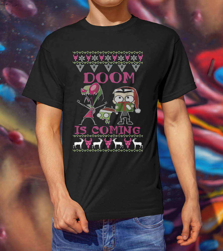 Doom Is Coming Christmas Invader Zim Gir Holiday T-Shirt
