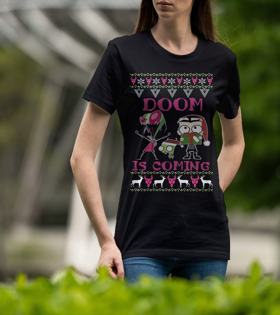 Doom Is Coming Christmas Invader Zim Gir Holiday T-Shirt