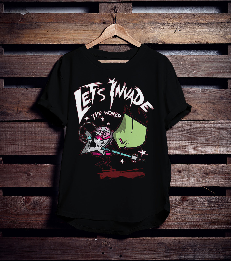 Let's Invade The World Rock Star Guitarist Gir Invader Zim T-Shirt