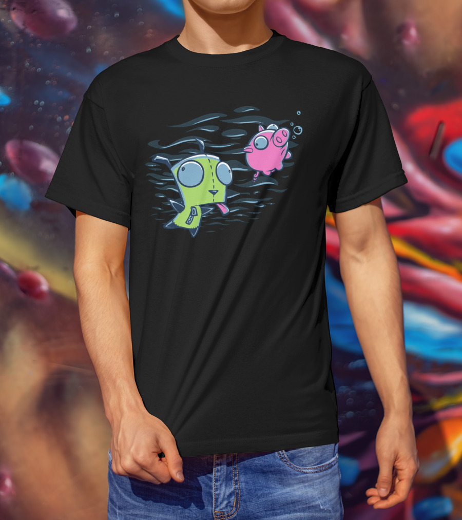 Girvana Gir Invader Zim Underwater Adventure With Pig T-Shirt