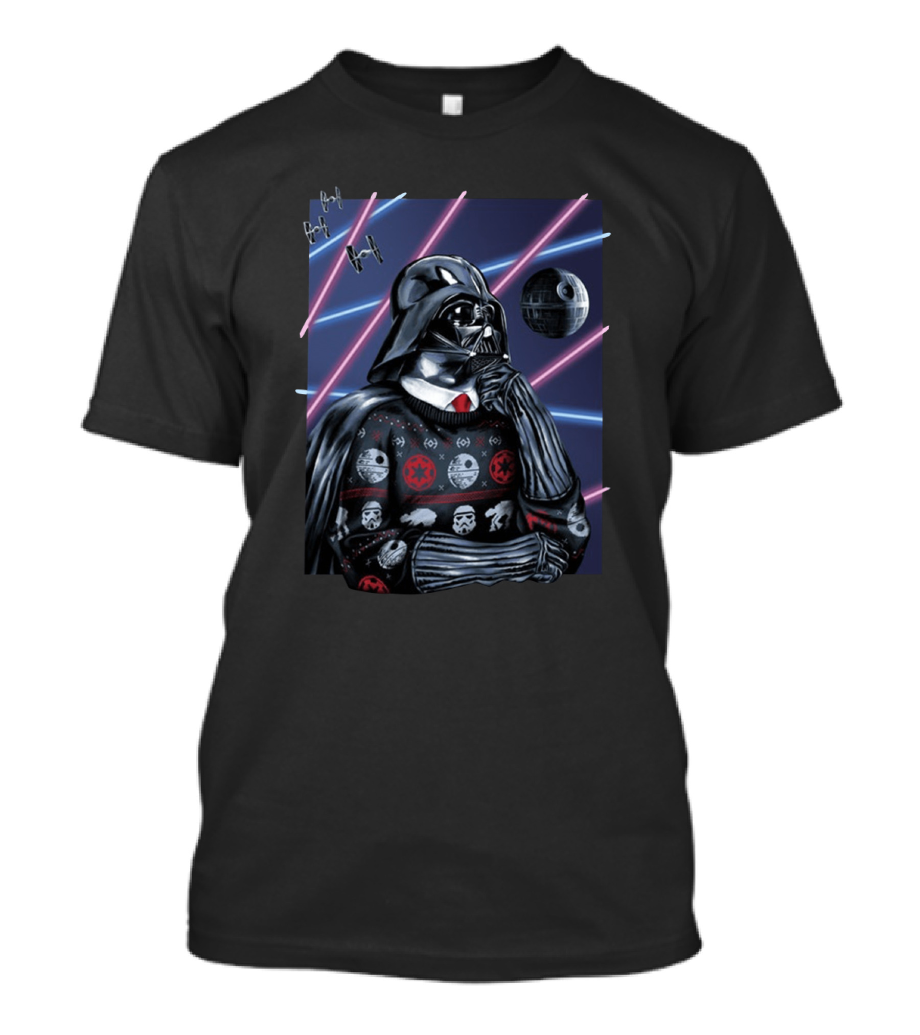 Celebrate Christmas Darth Vader Star Wars TIE Fighters Death Star Retro T-Shirt