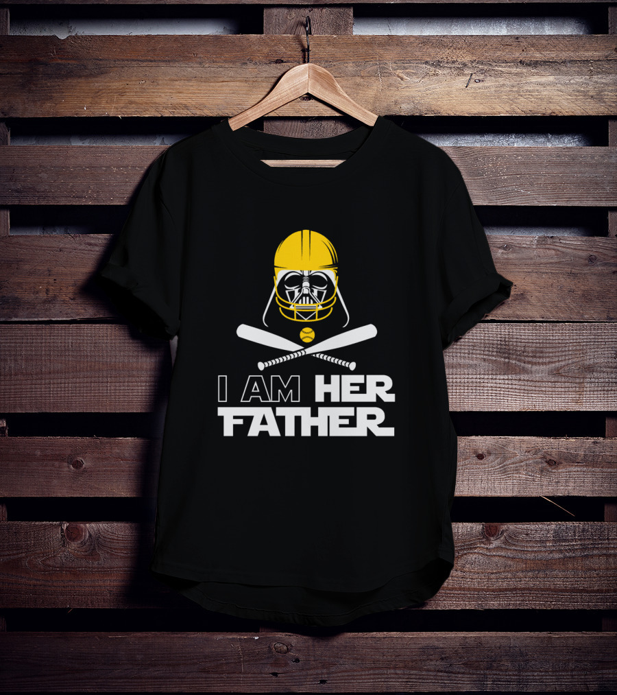I Am Her Father Darth Vader Baseball Helmet Crossed Bats T-Shirt