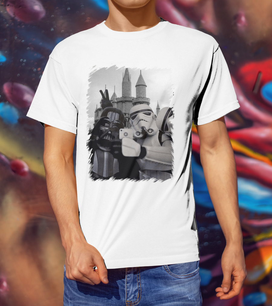 Selfie With Darth Vader And Stormtroopers At Disneyland Castle Star Wars T-Shirt