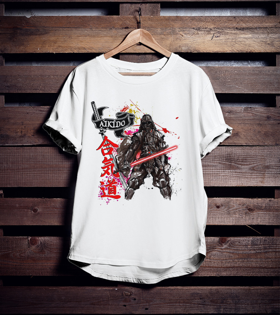 Aikido Samurai Darth Vader Star Wars Lightsaber Fusion T-Shirt