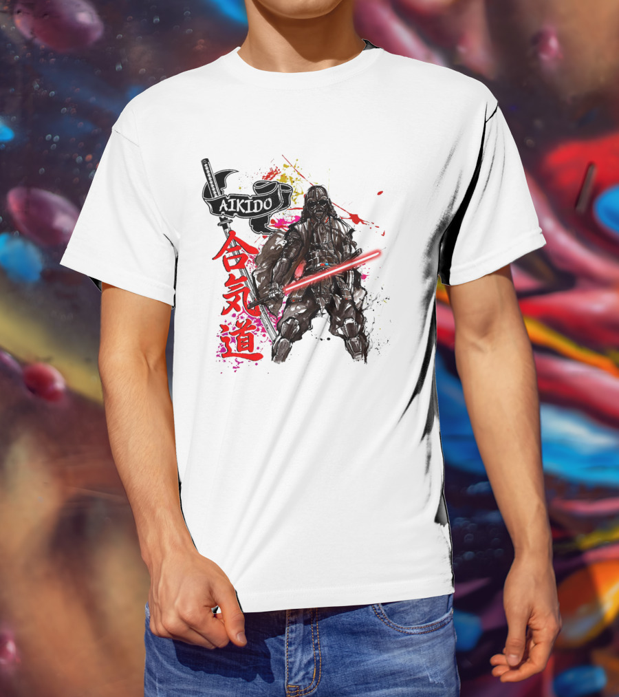 Aikido Samurai Darth Vader Star Wars Lightsaber Fusion T-Shirt