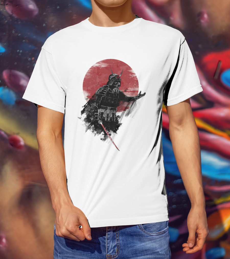 Come To Samurai Side Darth Vader Star Wars Red Sun Dark Armor Samurai Helmet With Lightsaber T-Shirt
