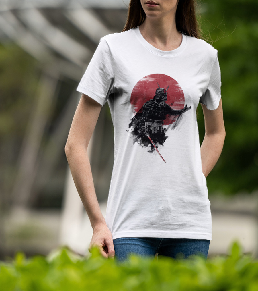 Come To Samurai Side Darth Vader Star Wars Red Sun Dark Armor Samurai Helmet With Lightsaber T-Shirt