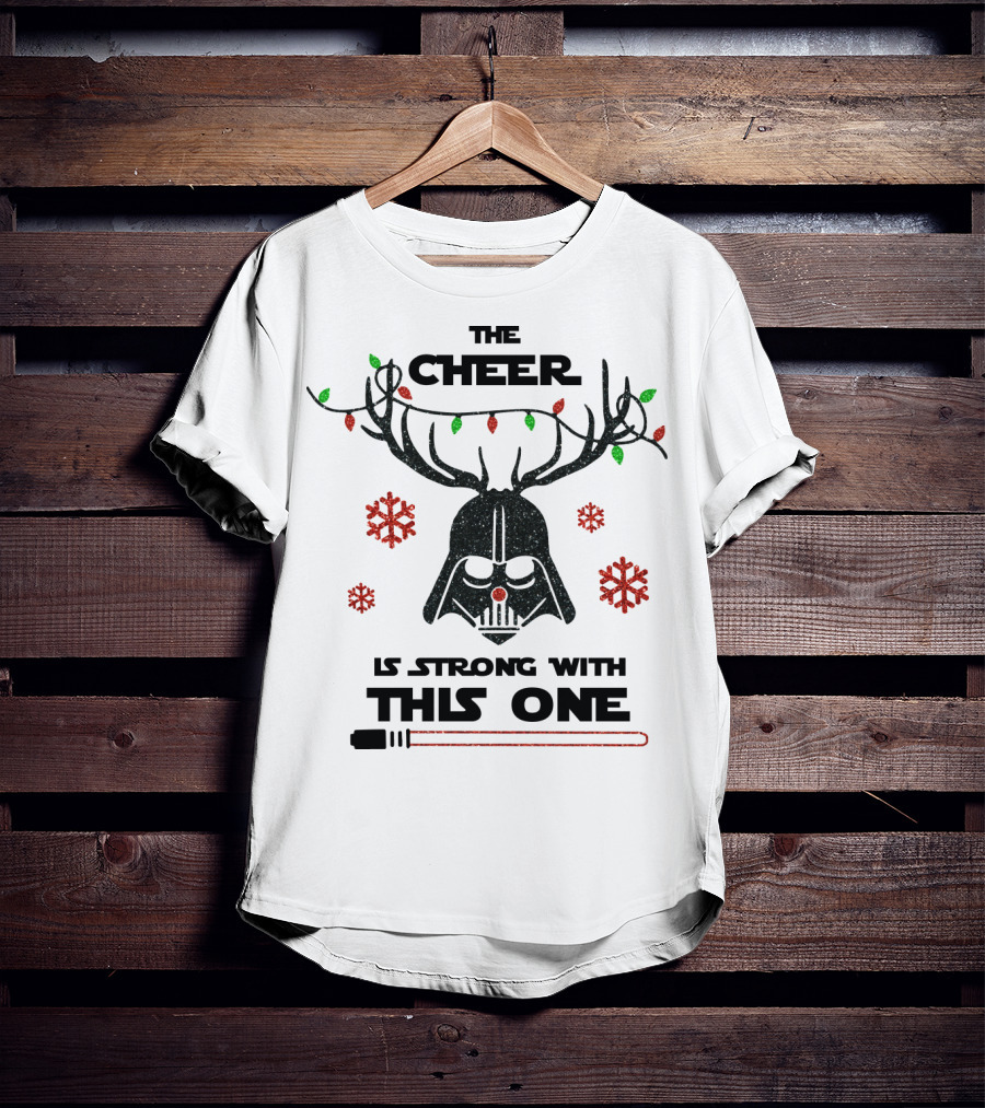 Darth Vader Christmas Cheer Glitter Star Wars Reindeer Lights Snowflakes T-Shirt