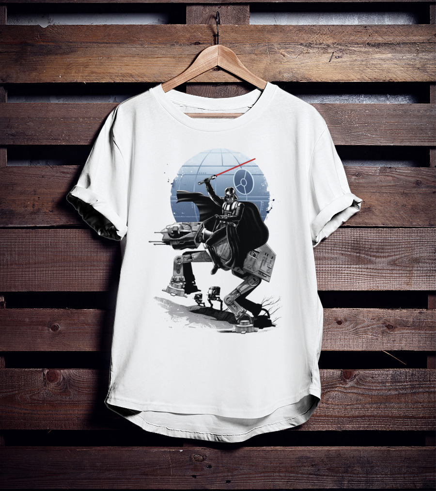 To The War Sumie Japanese Style Darth Vader On AT-AT Star Wars Death Star Background T-Shirt