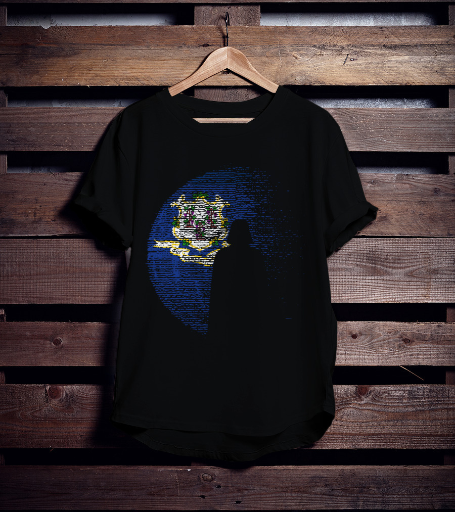 Connecticut State Flag Darth Vader Silhouette Death Star Icon Moon Star Wars T-Shirt
